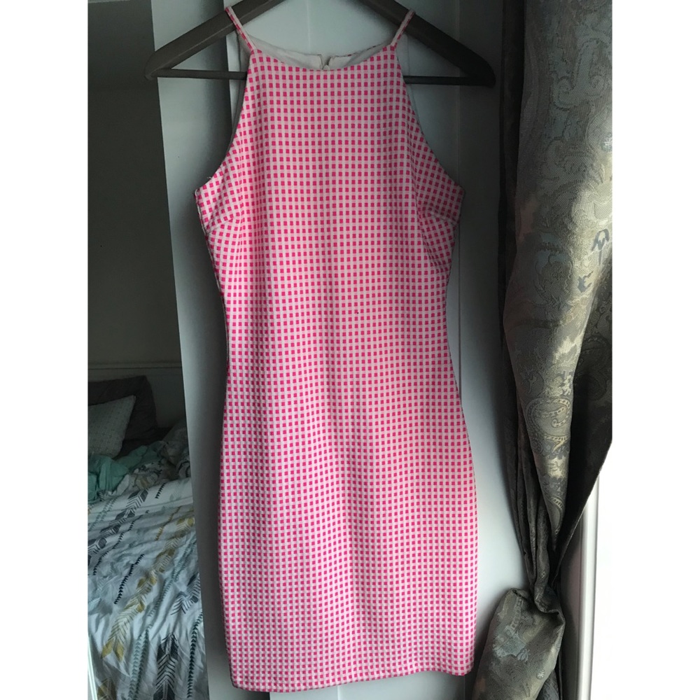 Design Lab Checkered Bodycon Dress in Pink